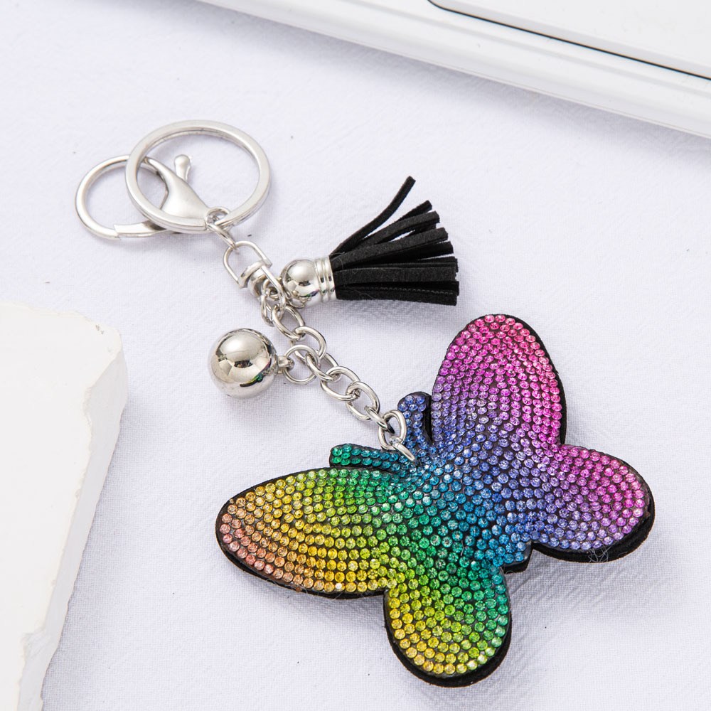 Butterfly Fringe Keychain Hot Diamond Butterfly Key Chain Bag Hanging Ornament Creative Diamond Keychain