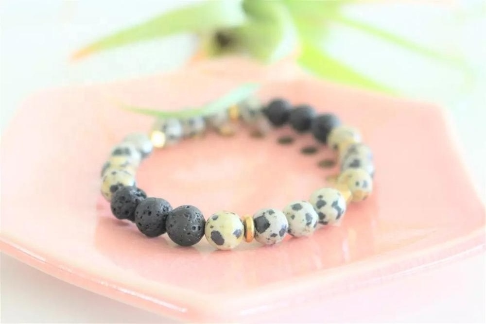 Adjustable Charm Lava And Natural Stone Essential Oil Diffuser Bracelet