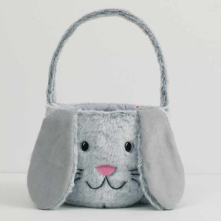 2024 Custom Wholesale Decoration Plush Bucket Gift Bags Floppy Ears Gift Bunny Easter Baskets