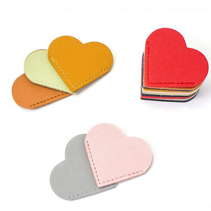 Personalized Custom Promotional Bookmarks Love Heart Shaped Corner Page PU Leather Bookmark