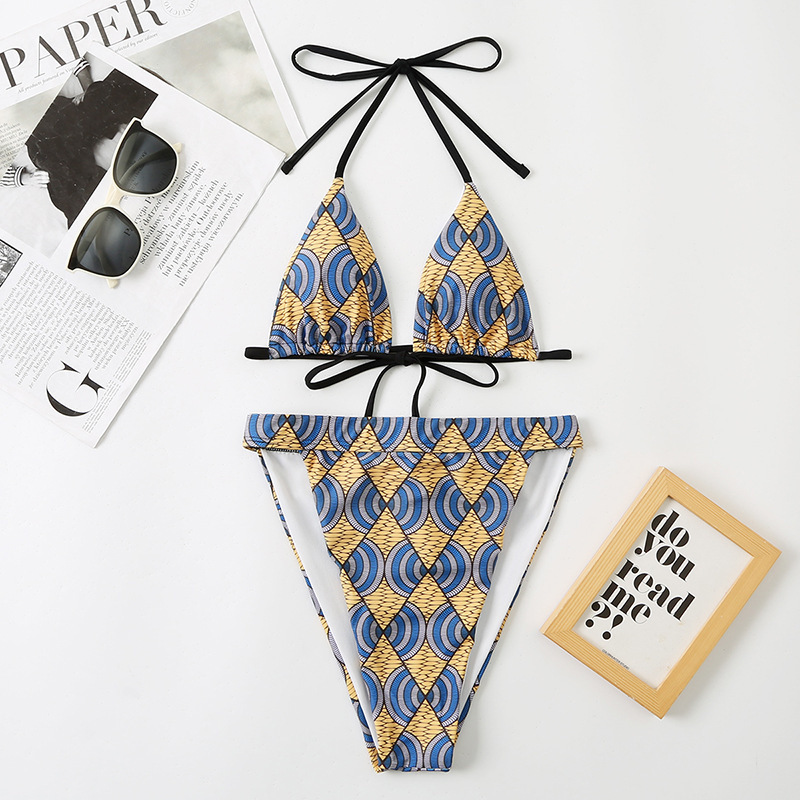 Boho Tribal Printed High Leg Thong Sexy Swimwear Bikini Set Designer Bikinis Sets Bikini Bandage