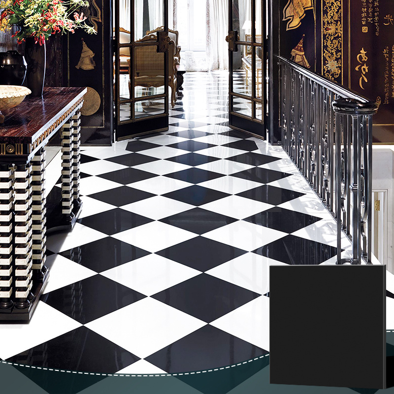 Goodone Decorative Designs Shiny Porcelain Polished Black Floor Tile