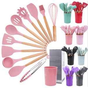 12-piece silicone cookware, nylon cookware with wooden handle, silicone baking tool