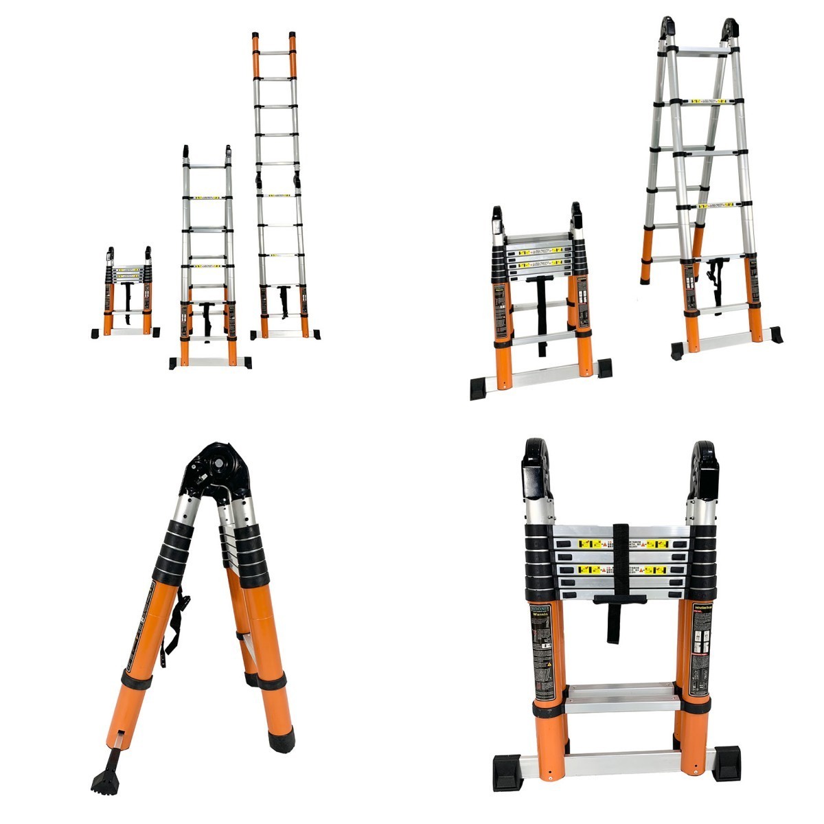 Step Foldable Extension Ladders Aluminum Stairs Work Platform Step Ladder With En131 3 Sections Aluminium Heavy Duty Aluminum