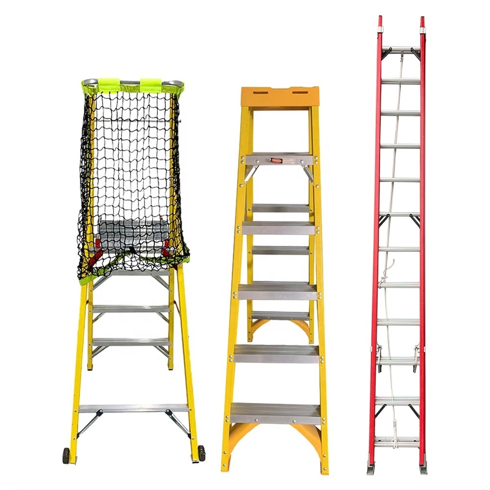 330lbs 4 Step Portable Fiberglass Platform Ladder Folding Industrial Fiberglass Podium Ladders For Sale