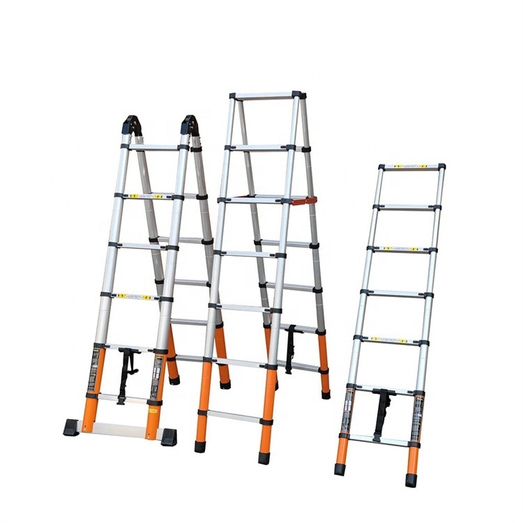 Outdoor Use Telescopic Step Bamboo Joint Ladder Multifunctional Double Sided Folding Extension Aluminum Ladder