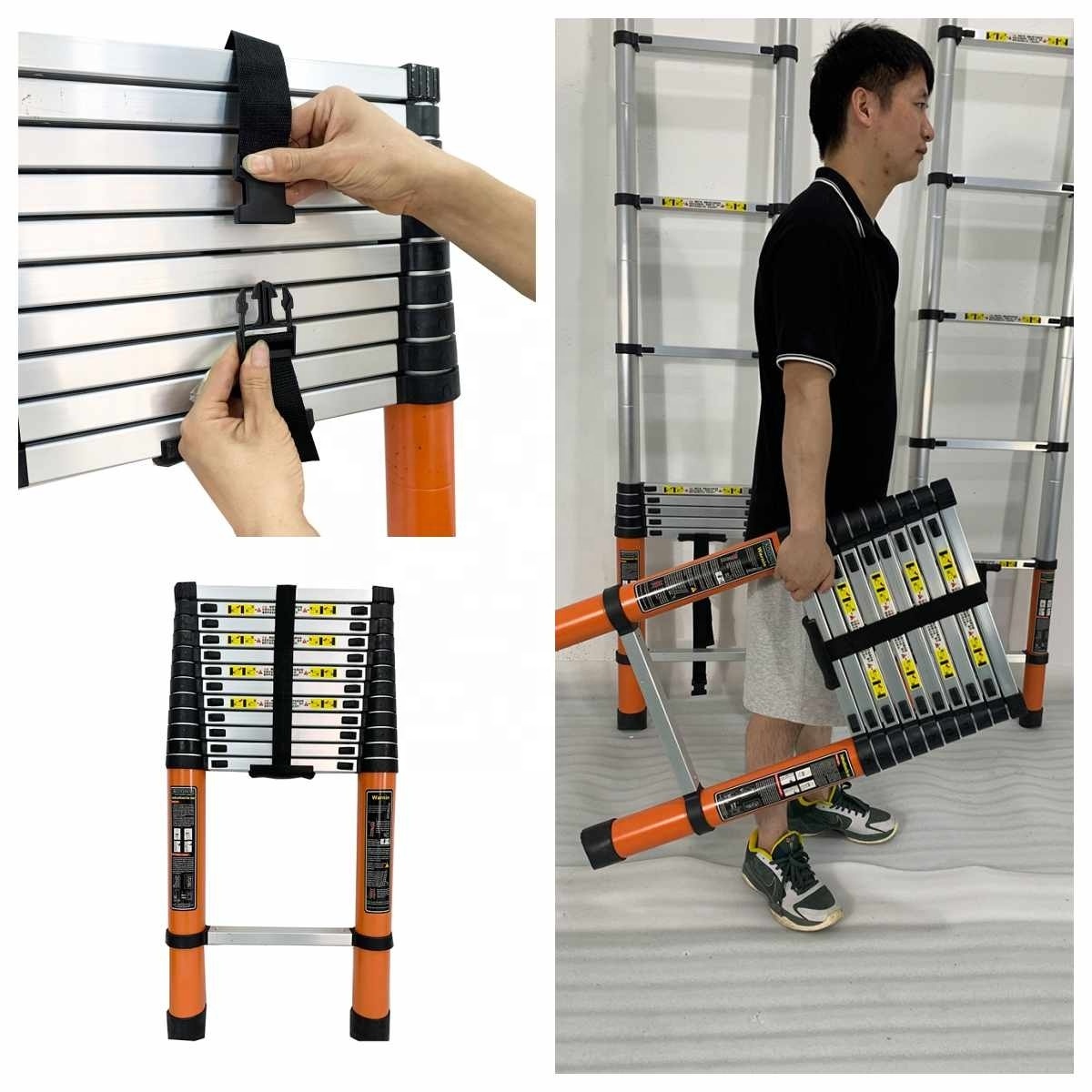 Factory Direct Price 3.8M Telescopic Clothes For Home Sea Wall Walkable Telescoping Folding Ladder