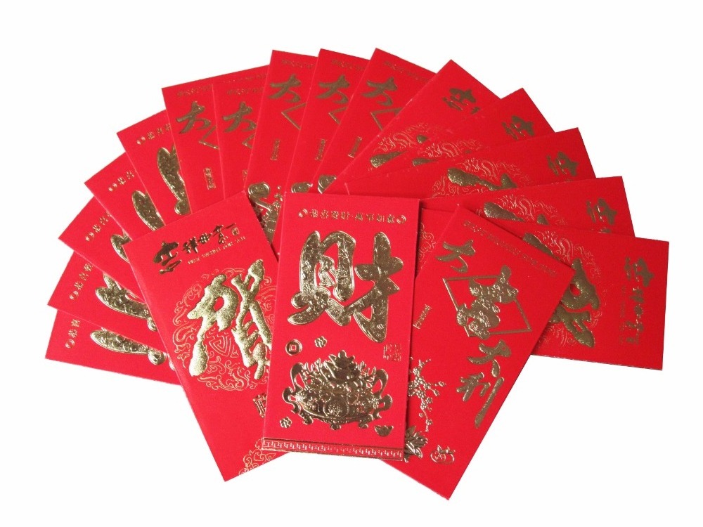 New Product UV Varnish/Velvet Flocking Red Packet Paper Envelope,Chinese New Year Red Packet