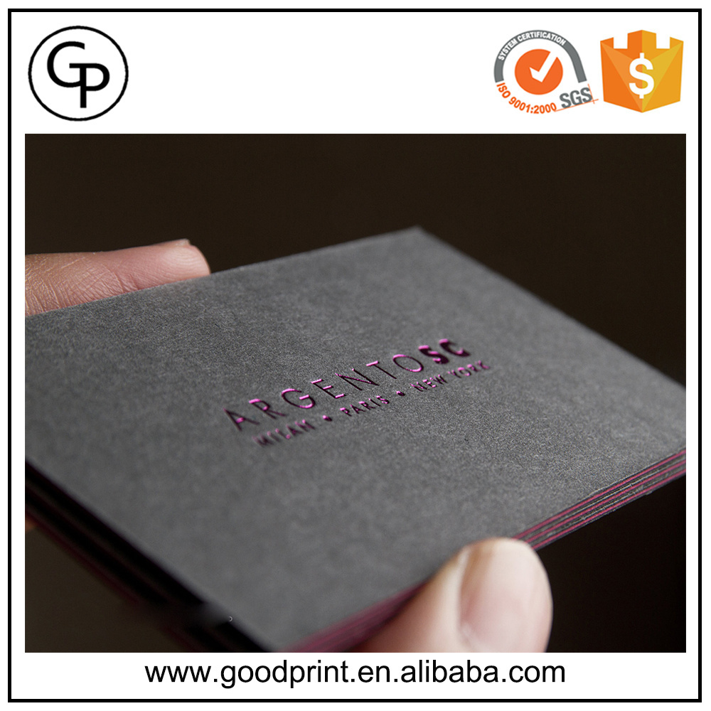 Gold/purple  foil color stamping matte led paper business card printing design