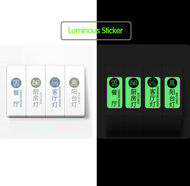 Custom PVC Lighting Luminous Sticker Sheet Logo Glow In Dark Stickers