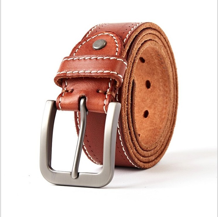 Top Quality Genuine Plain Leather Belt Mens Belt Manufacturer Pin Buckle Leather Belt for Men