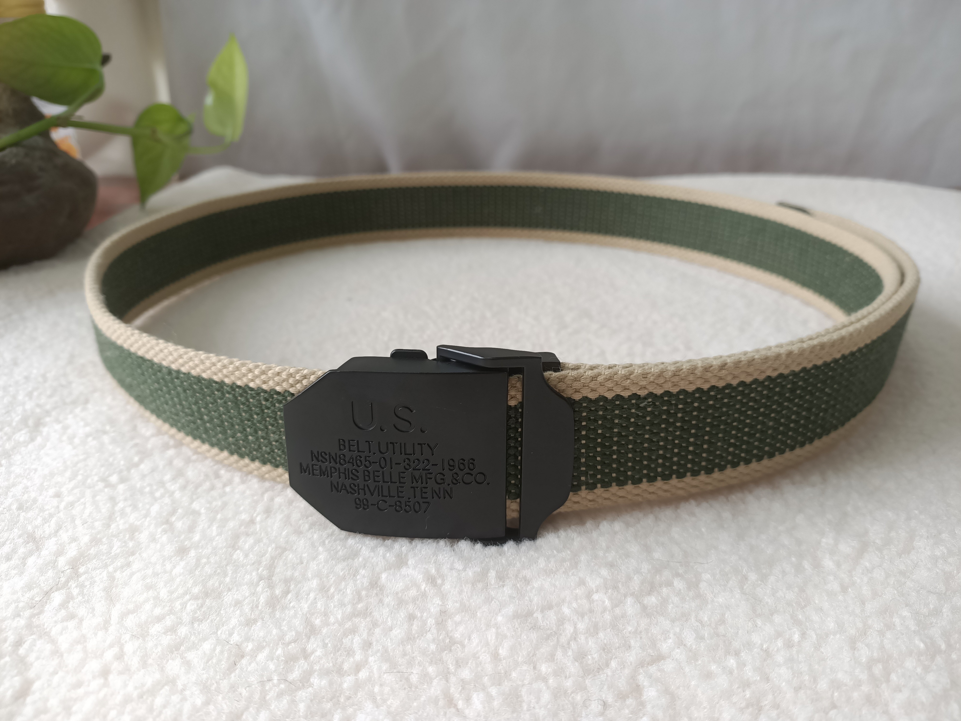 2024 New Design Custom Outdoor Sports Green Belt Woven Belt Us Green Canvas Weave Men's Nylon Belts 4MM Thickness custom color