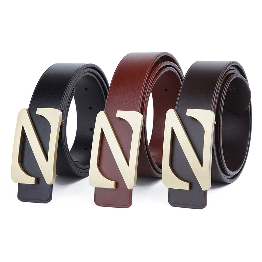 Manufacturer High Quality 100% Full grain Leather Belt Designer  Cow Belt Vintage Genuine Leather Cowboy Men's Belt Z buckle