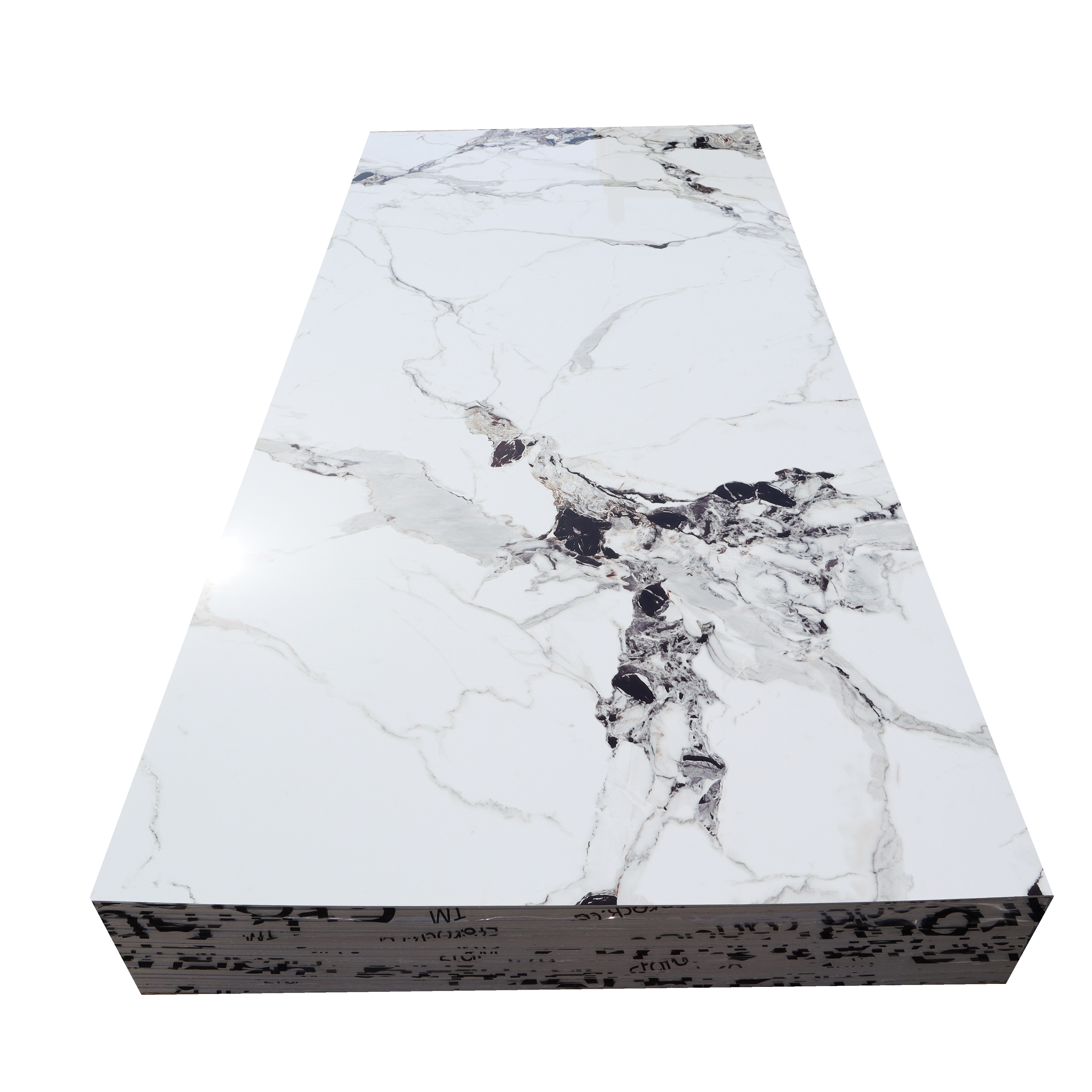 New arrival spc marble  mirror board for interior decoration pvc marble sheet black with gold line uv board