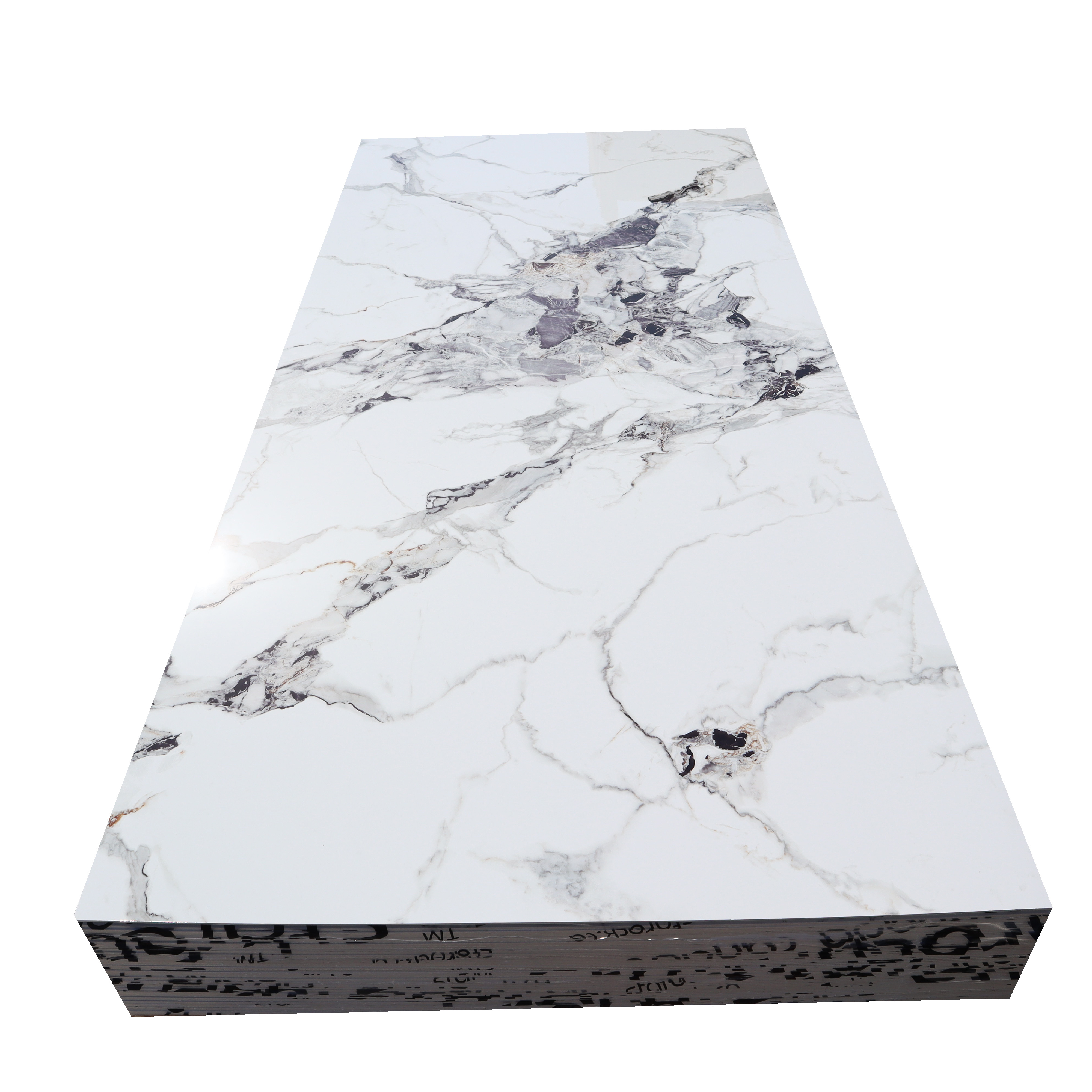 New arrival spc marble  mirror board for interior decoration pvc marble sheet black with gold line uv board