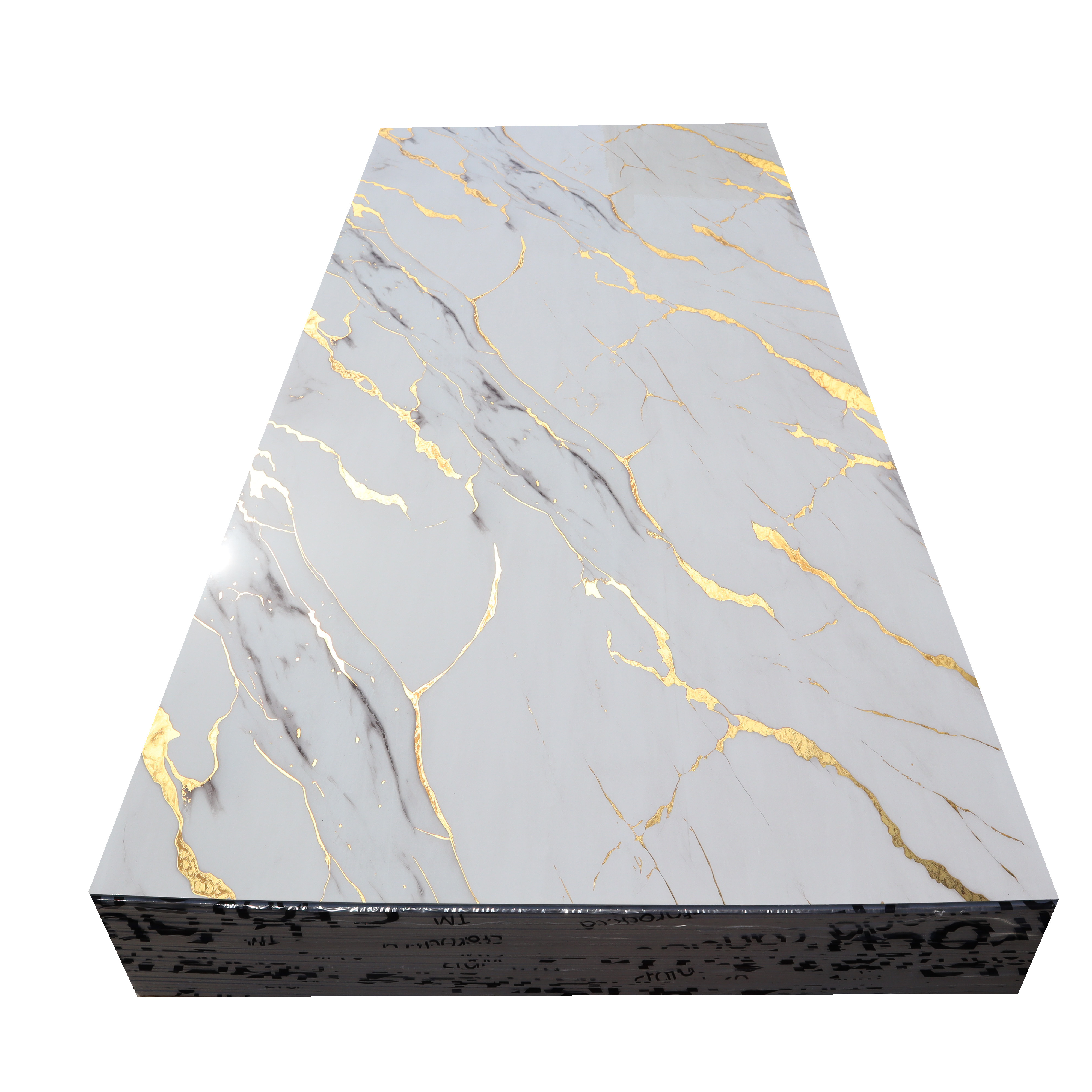 New arrival spc marble  mirror board for interior decoration pvc marble sheet black with gold line uv board