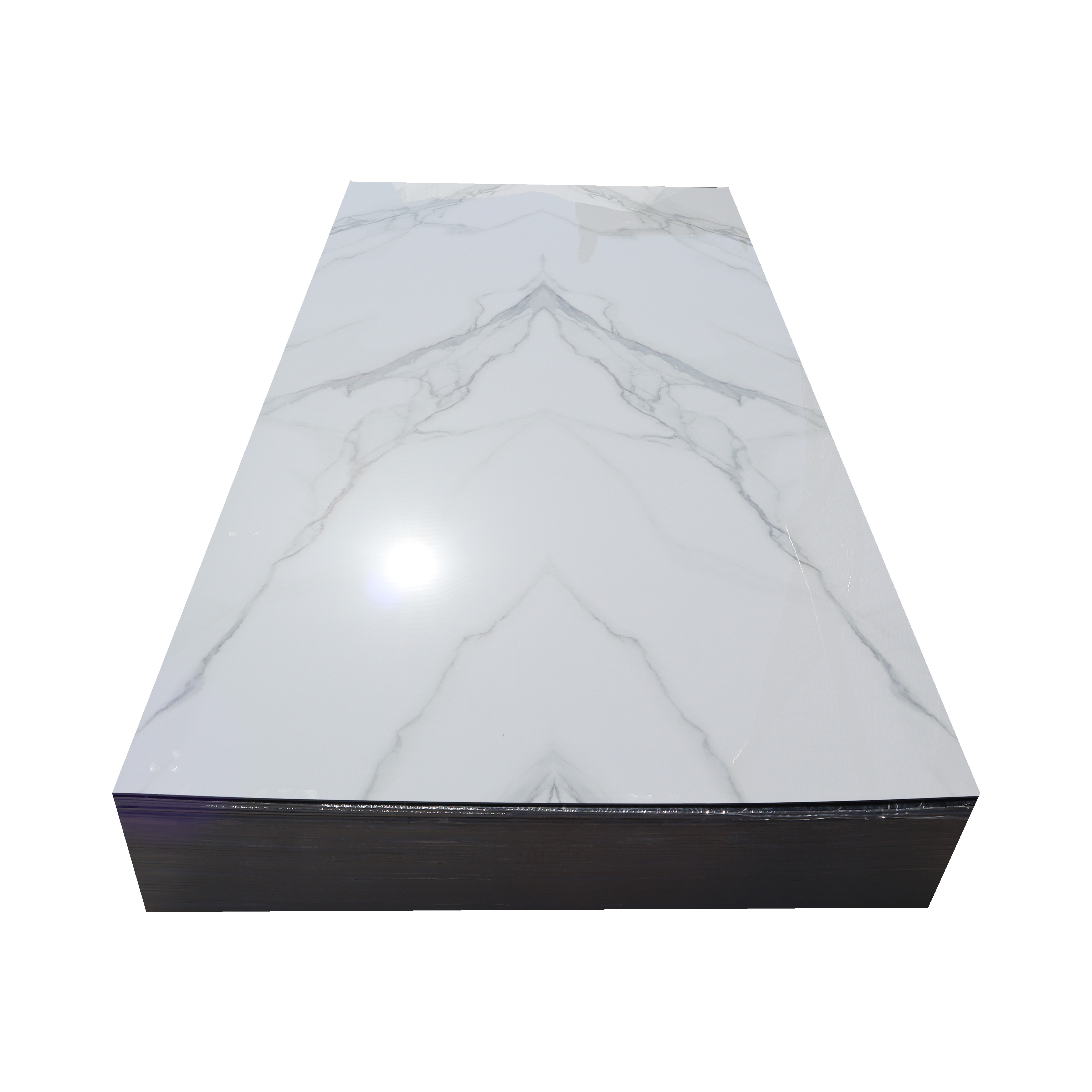 New arrival spc marble  mirror board for interior decoration pvc marble sheet black with gold line uv board