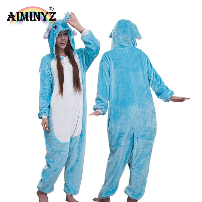 AIMINYZ Wholesale High Quality Toilet Version Polar Flannel Elephant Adult Onesie Sleepwear Child Cartoon Animal Winter Pajamas