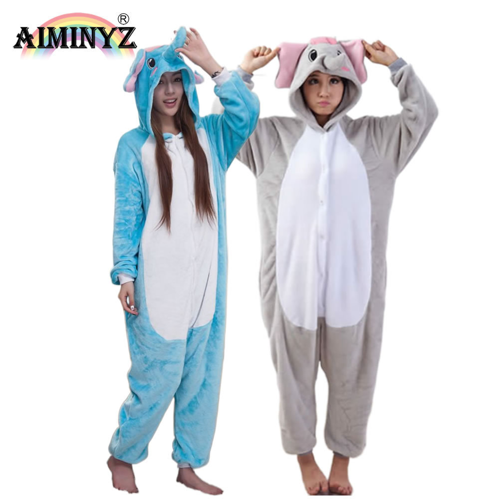 AIMINYZ ODM Fashion Design Toilet Version Polar Flannel Elephant Adult Customize Sleepwear Child Cartoon Animal Winter Pajamas