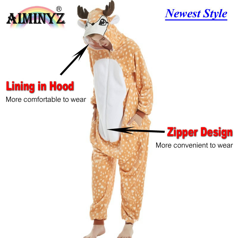 AIMINYZ Newest Wholesale Unisex Winter Animal Flannel Onesie Velvet Pajamas Set Cartoon Sleepwear for Woman Kids Pijama Unicorn