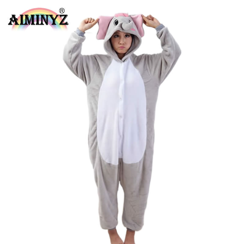 AIMINYZ ODM Fashion Design Toilet Version Polar Flannel Elephant Adult Customize Sleepwear Child Cartoon Animal Winter Pajamas