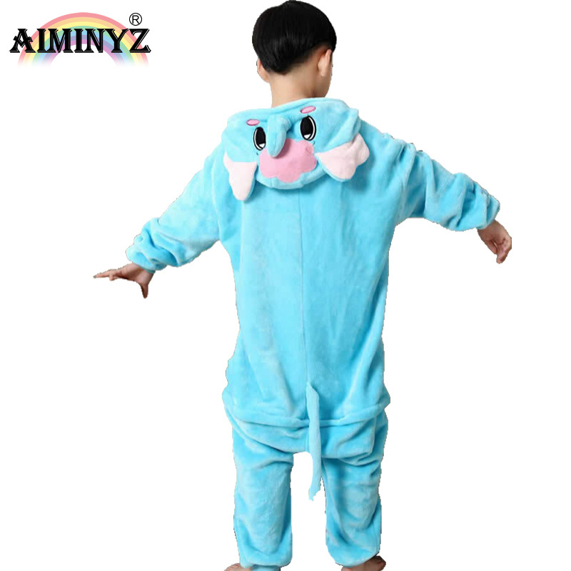 AIMINYZ Wholesale High Quality Toilet Version Polar Flannel Elephant Adult Onesie Sleepwear Child Cartoon Animal Winter Pajamas