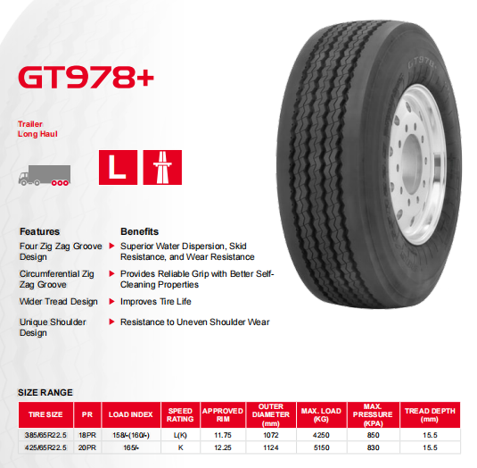 GT Radial Truck tire 385/65R22.5