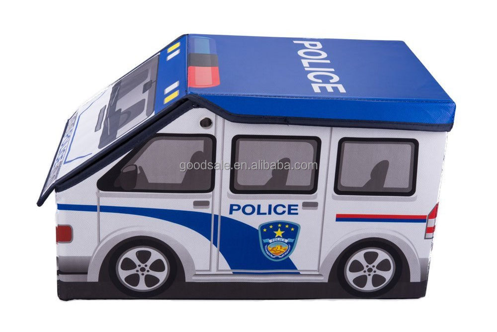 Police-Car Collapsible Toy Storage Box and Closet Organizer for Kids