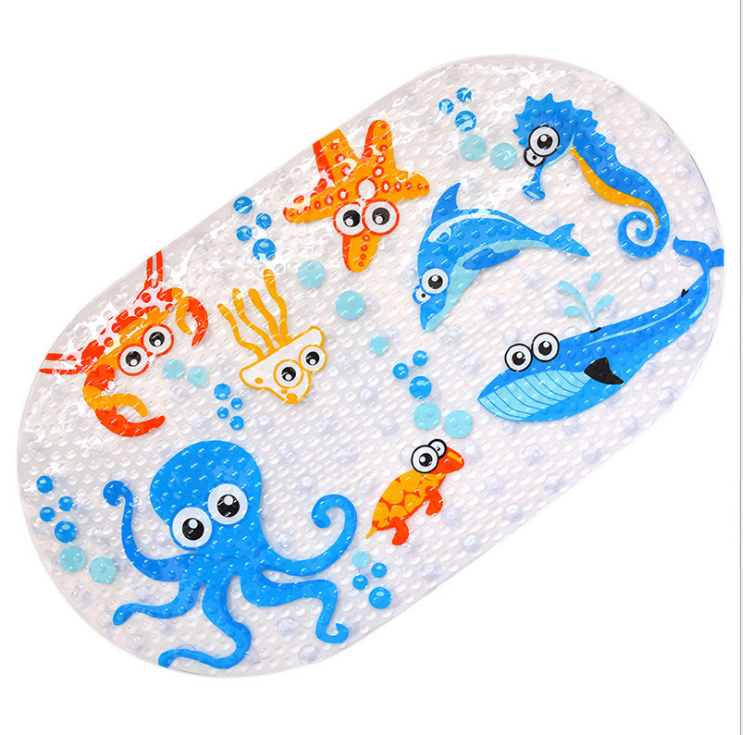 Cartoon Animal Print waterproof baby shower Pvc Non Slip Bath Mat Non Slip Baby Kids Mats Washable Rubber Bath Tub Mats