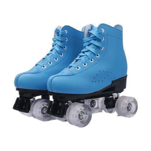 Wholesale Cheap Adult Professional Outdoor Two-Row Glitter Flashing Roller 4 Wheels PU Leather Roller Skates