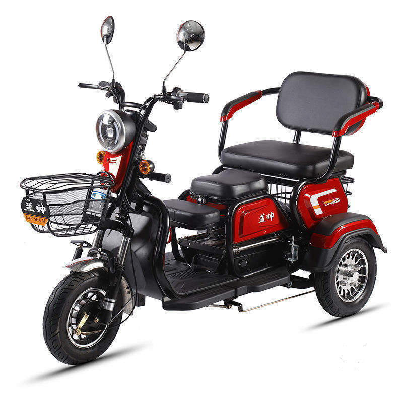 Small retractable three person three seats parent-child commute electric three wheel scooter waterproof family electric tricycle