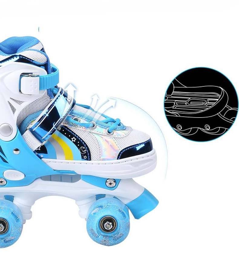 Hot Roller Skates for Kids Girls Boys 4 Sizes Adjustable Kids Quad Roller Skates with Light Up Wheels for Indoor and Outdoor