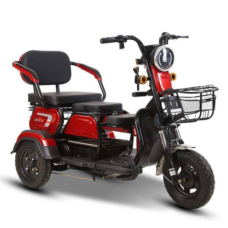 Small retractable three person three seats parent-child commute electric three wheel scooter waterproof family electric tricycle