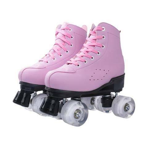 Wholesale Cheap Adult Professional Outdoor Two-Row Glitter Flashing Roller 4 Wheels PU Leather Roller Skates