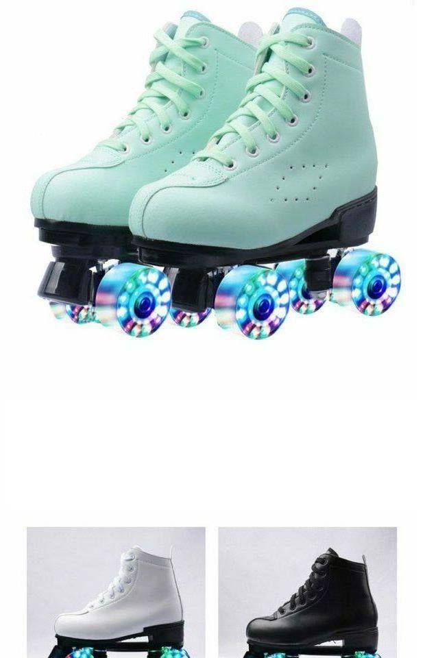 Wholesale Cheap Adult Professional Outdoor Two-Row Glitter Flashing Roller 4 Wheels PU Leather Roller Skates