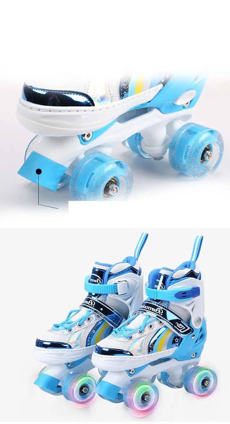 Hot Roller Skates for Kids Girls Boys 4 Sizes Adjustable Kids Quad Roller Skates with Light Up Wheels for Indoor and Outdoor