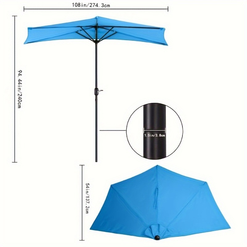 Promotional Fashionable Durable Blue Outdoor Stainless Half Patio Umbrella for Balcony Furniture