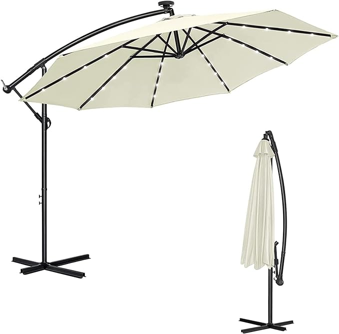 PromotionalBackyard Pool Wholesale Garden Parasol Patio Outdoor Umbrella Sunshade Garden Solar Led Lighting Parasol