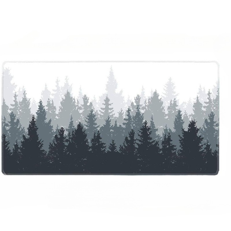 Promotional Smooth Rubber Waterproof Foldable Non-slip Large Grey Forest Trees Mouse Pad