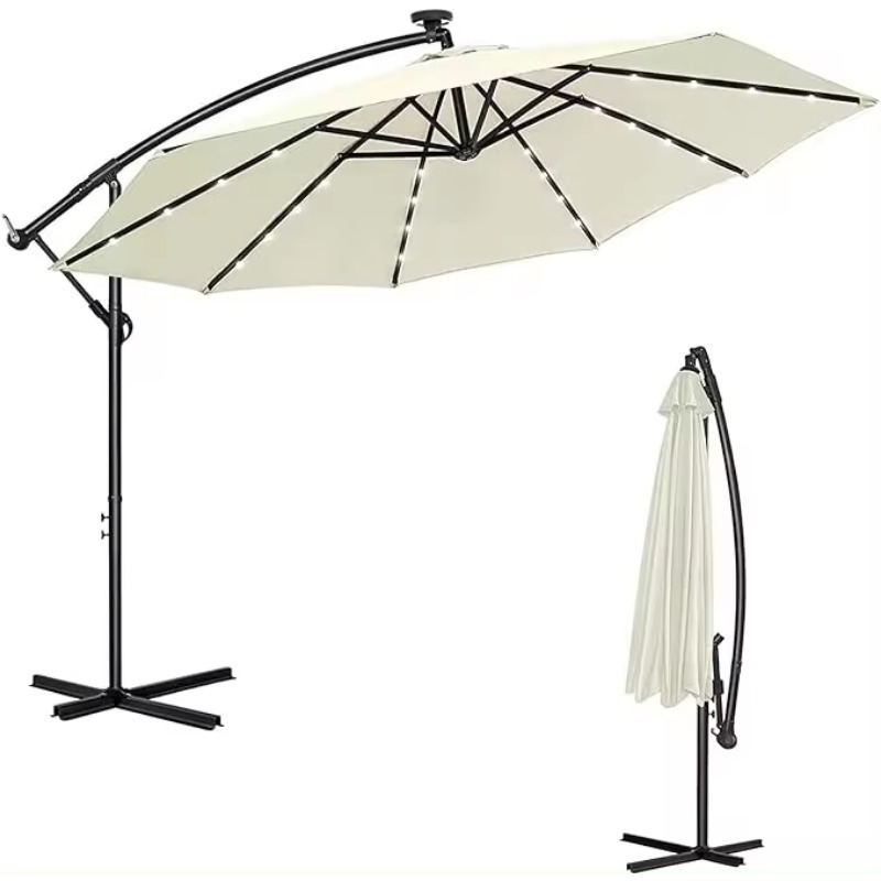 PromotionalBackyard Pool Wholesale Garden Parasol Patio Outdoor Umbrella Sunshade Garden Solar Led Lighting Parasol