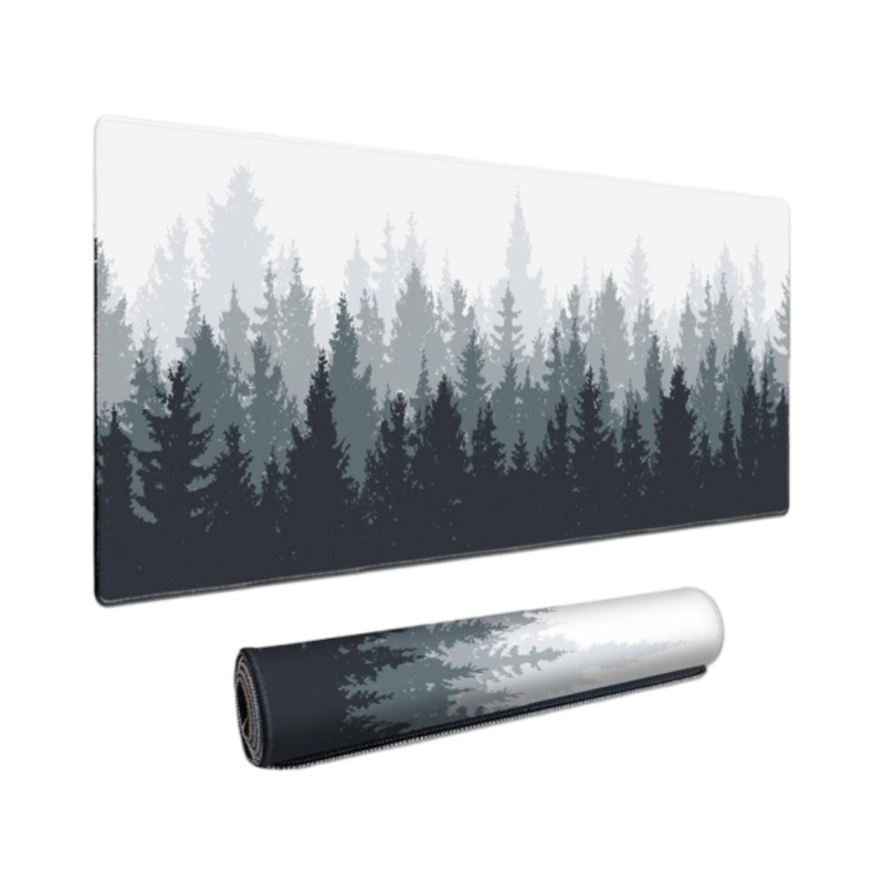 Promotional Smooth Rubber Waterproof Foldable Non-slip Large Grey Forest Trees Mouse Pad