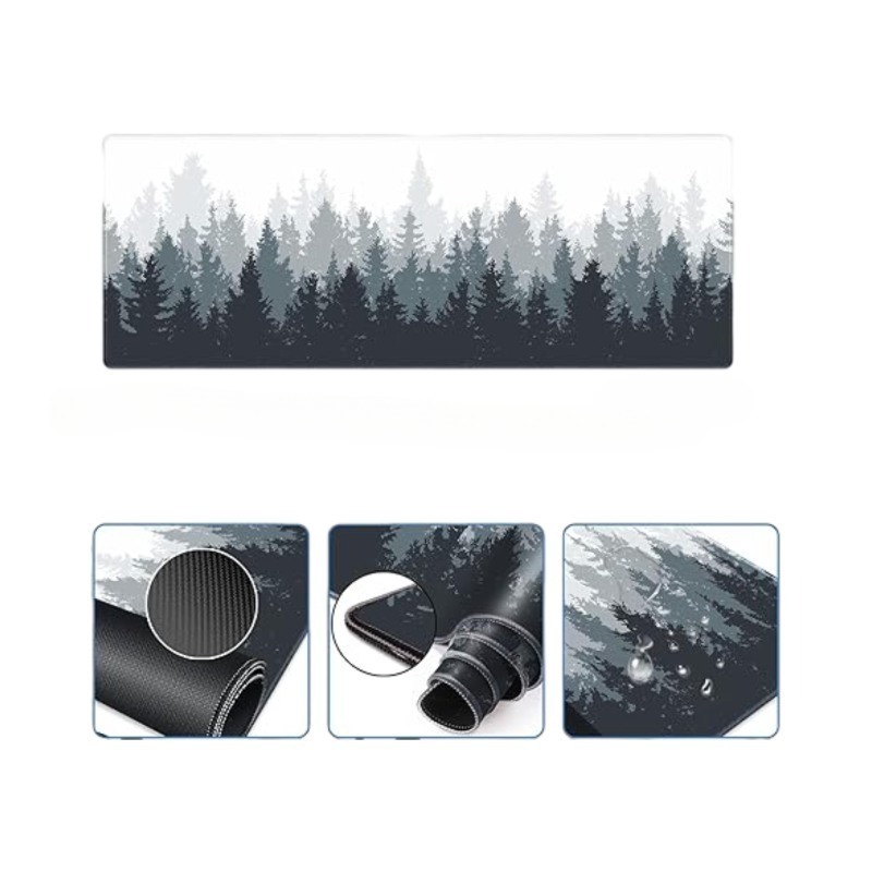 Promotional Smooth Rubber Waterproof Foldable Non-slip Large Grey Forest Trees Mouse Pad