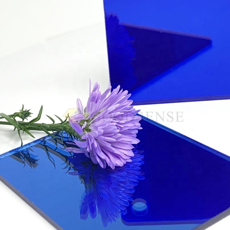 Goodsense Acrylic One Way Mirror Panel Manufacturer Thin Custom Stick on PMMA Blue Glassless Mirror Sew on for Laser Engraved