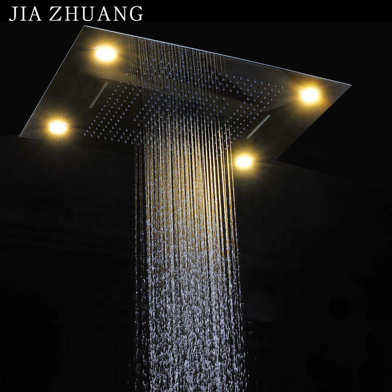 Luxury Bathroom Rainfall Shower Heads Ceiling Waterfall SPA mist LED Shower panel 6 Ways Thermostatic Shower Diverter Faucets