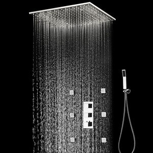 Rainfall Shower Heads Led Light with Temperature Spa Misty 500*500mm Ceiling Rain Shower Waterfall Massage Bathroom Showerheads