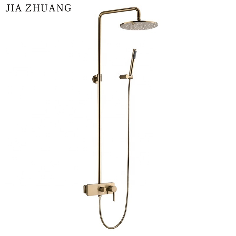 Colonne de douche Chrome Bathroom Surface Brushed Nickel Round Ceiling Shower Brass Thermostatic Rose Gold Faucet Mixer Set