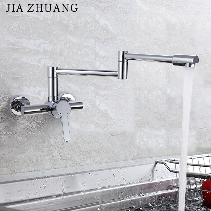 Commercial Brass Tap Wall Mounted 360 Flexible Hose Folding Chrome Three Way Water Antique Drinking Water Kitchen Copper Faucet