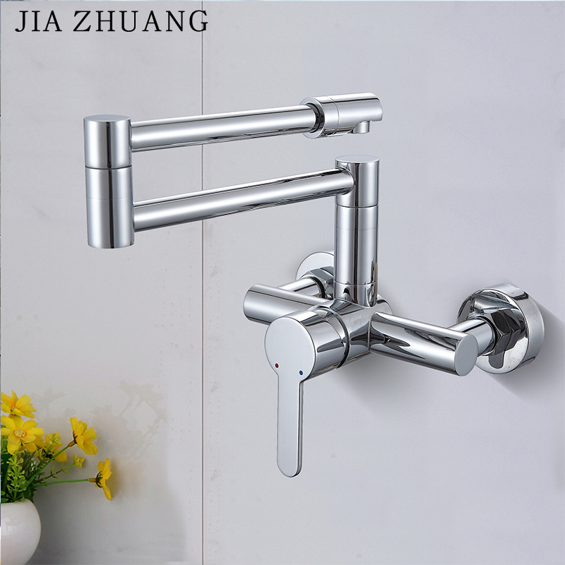 Commercial Brass Tap Wall Mounted 360 Flexible Hose Folding Chrome Three Way Water Antique Drinking Water Kitchen Copper Faucet