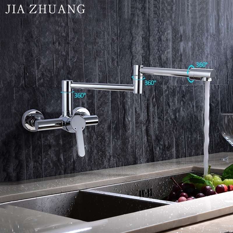 Commercial Brass Tap Wall Mounted 360 Flexible Hose Folding Chrome Three Way Water Antique Drinking Water Kitchen Copper Faucet