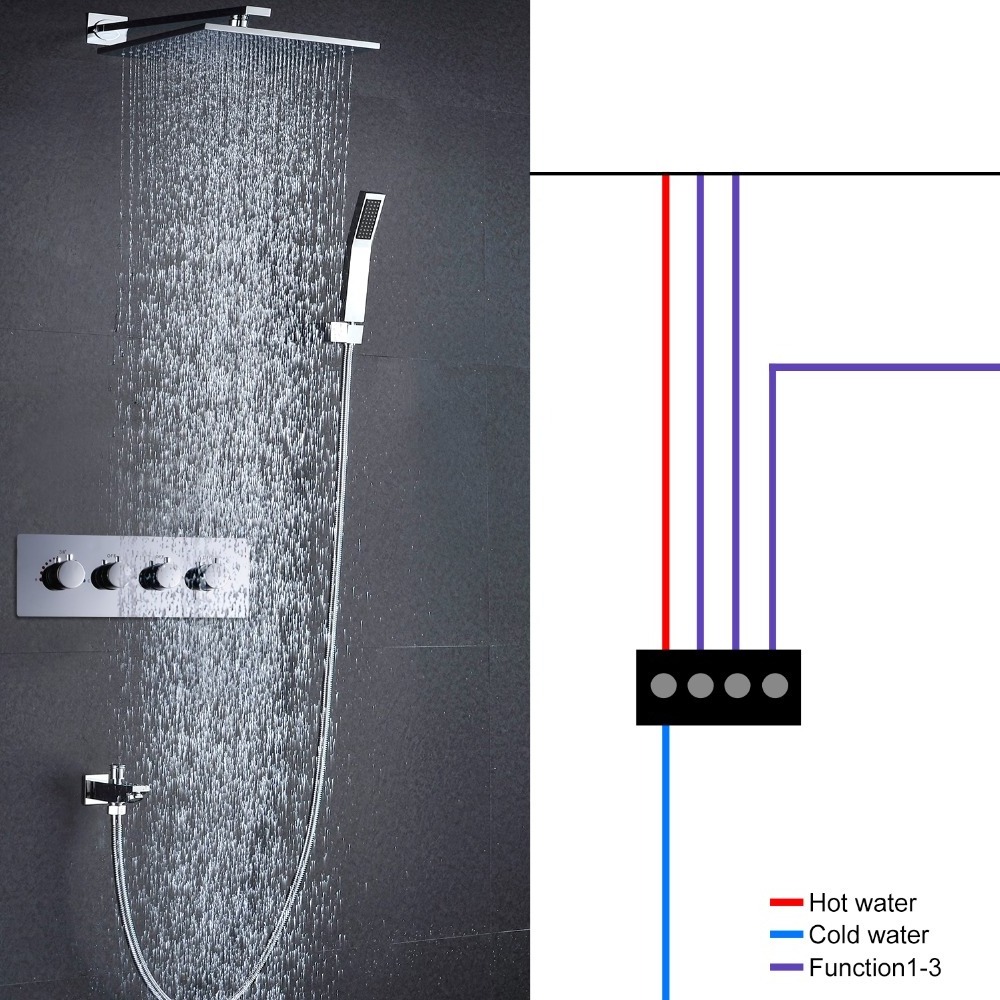 Bathroom Smart Thermostat Hot And Cold Thermostatic Brass Concealed Mixed Diverter Function Shower Valve